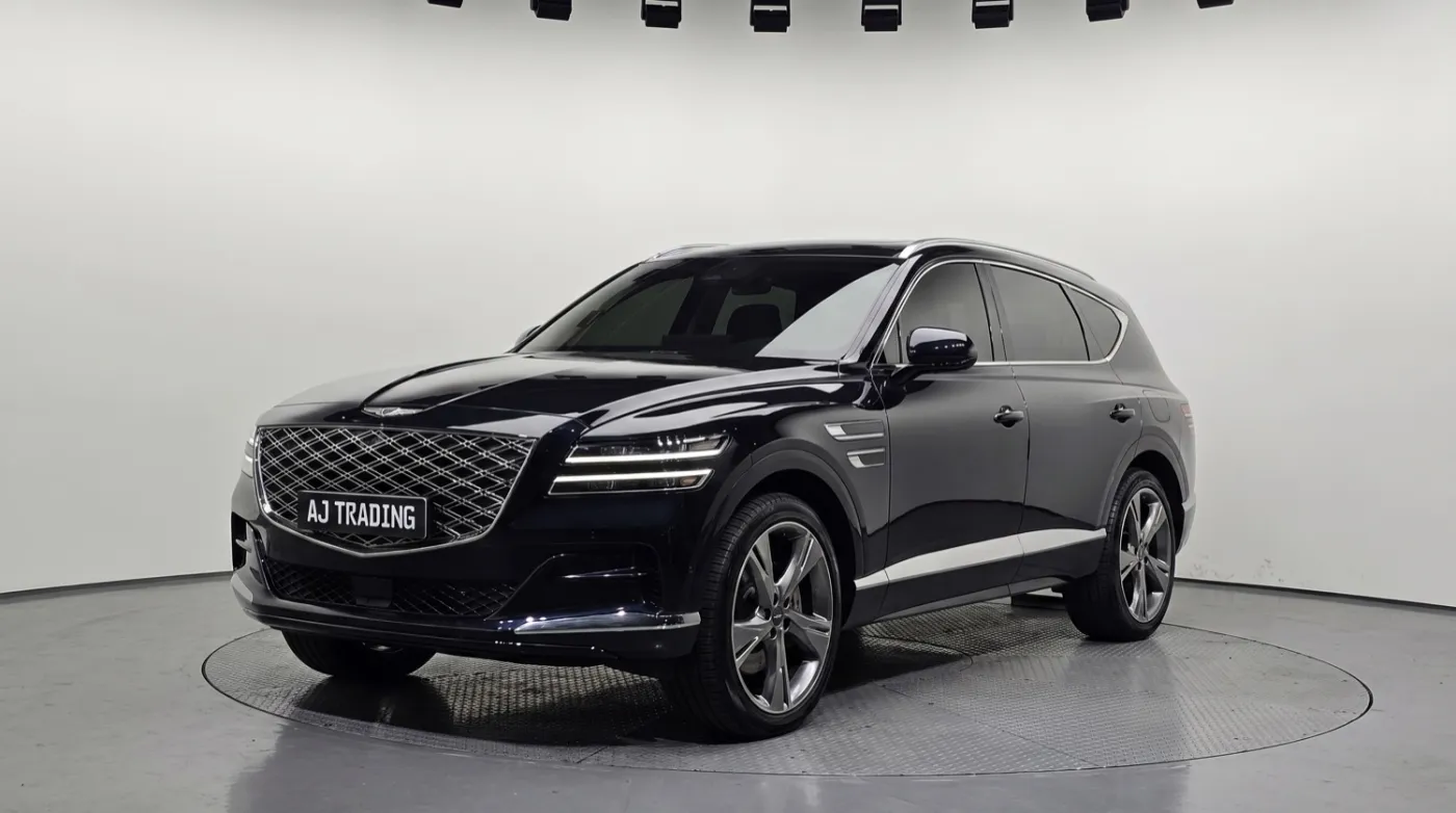 A black Genesis GV80 sourced from Korea by AJ Trading